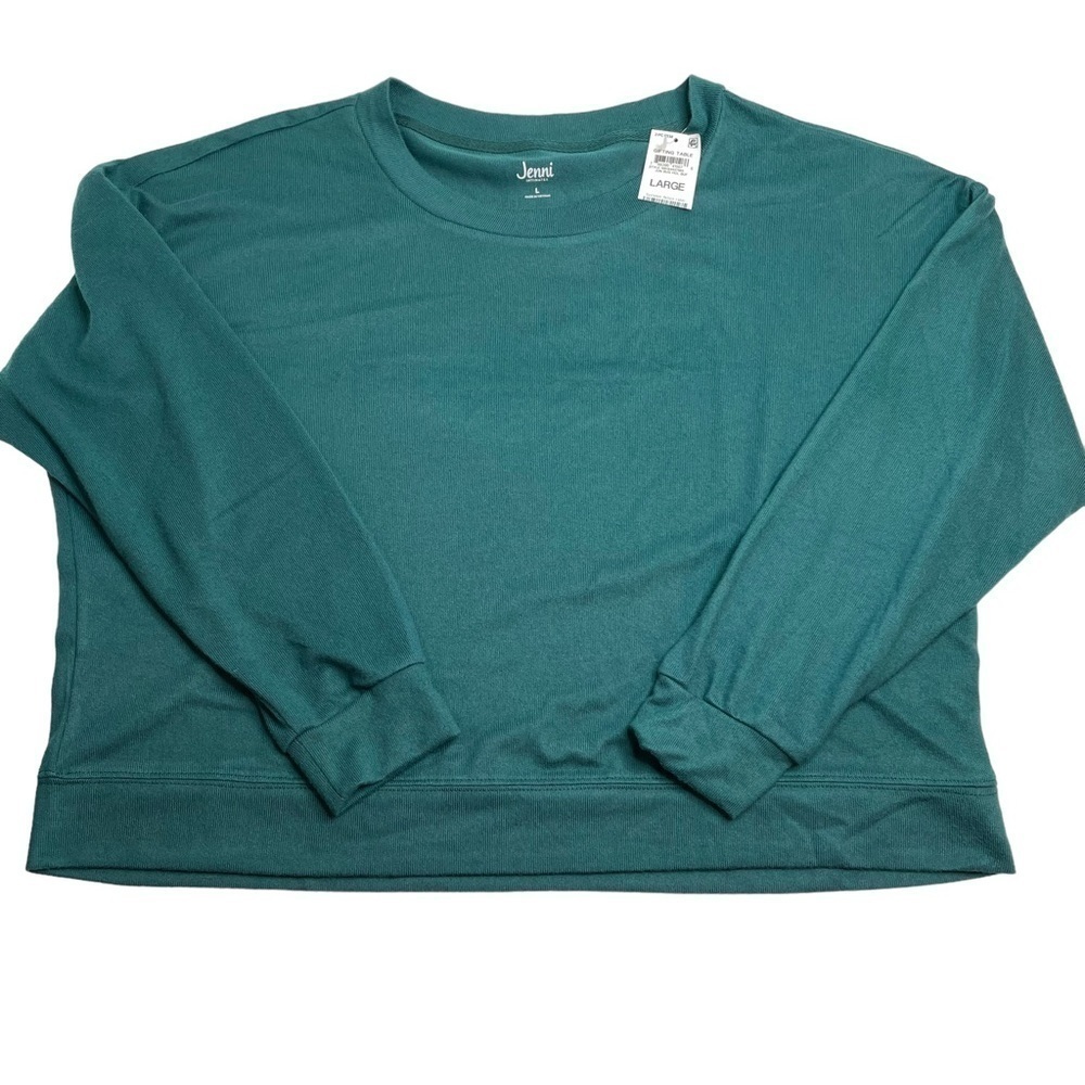 Jenni Long Sleeve Pajama Top in June Bug Green Large New